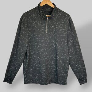 California Shirt Co Sweatshirt Men‎ Medium Black White Space Dye 1/4 Zip Fleece